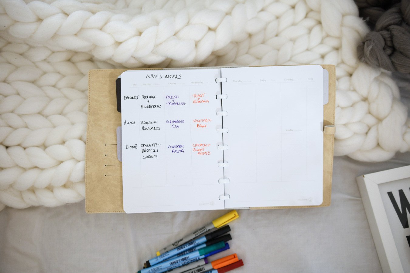 meal-planning using a whiteboard notebook