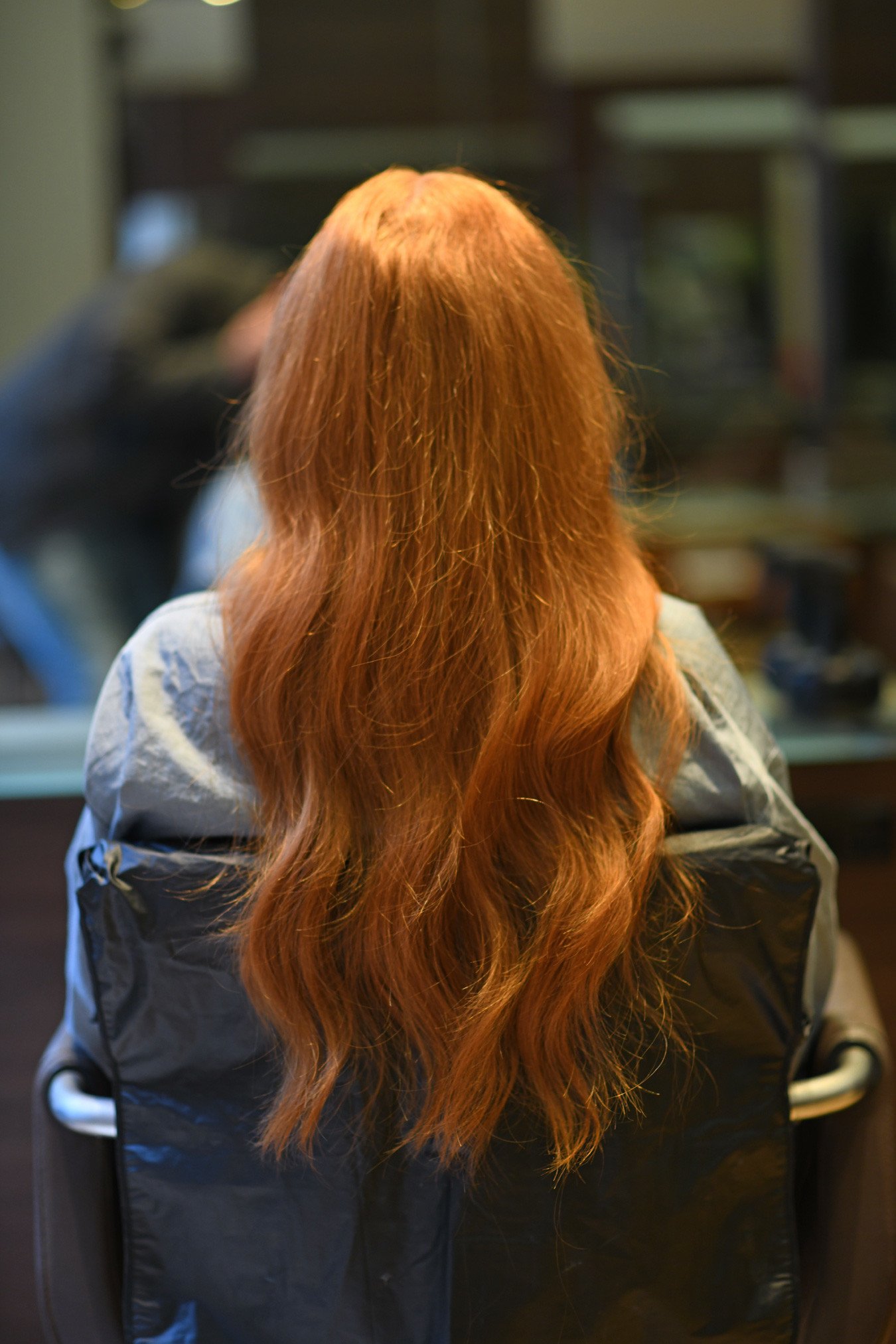 natural red hair with a slight wave