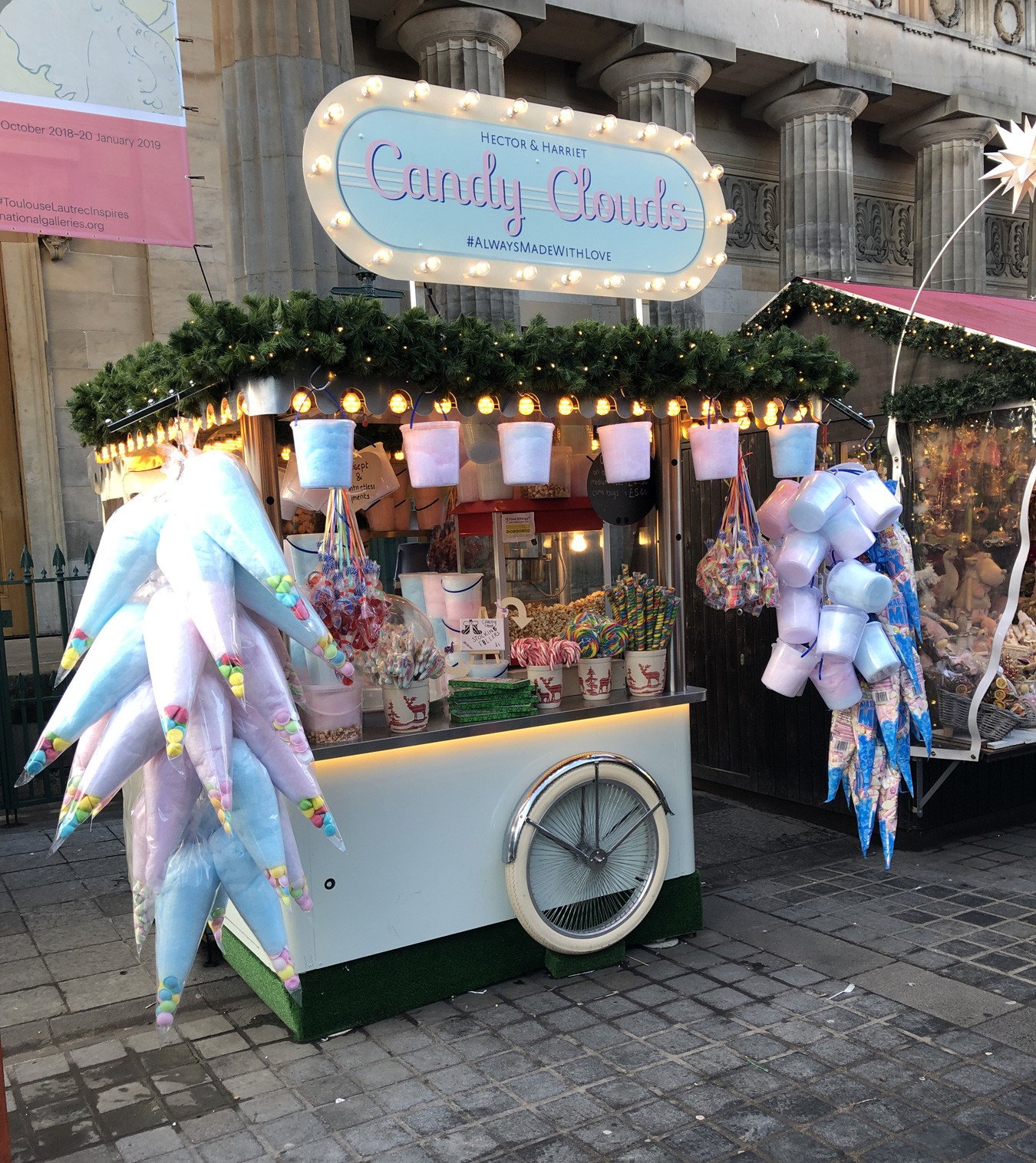 cotton candy at Edinburgh Christmas market