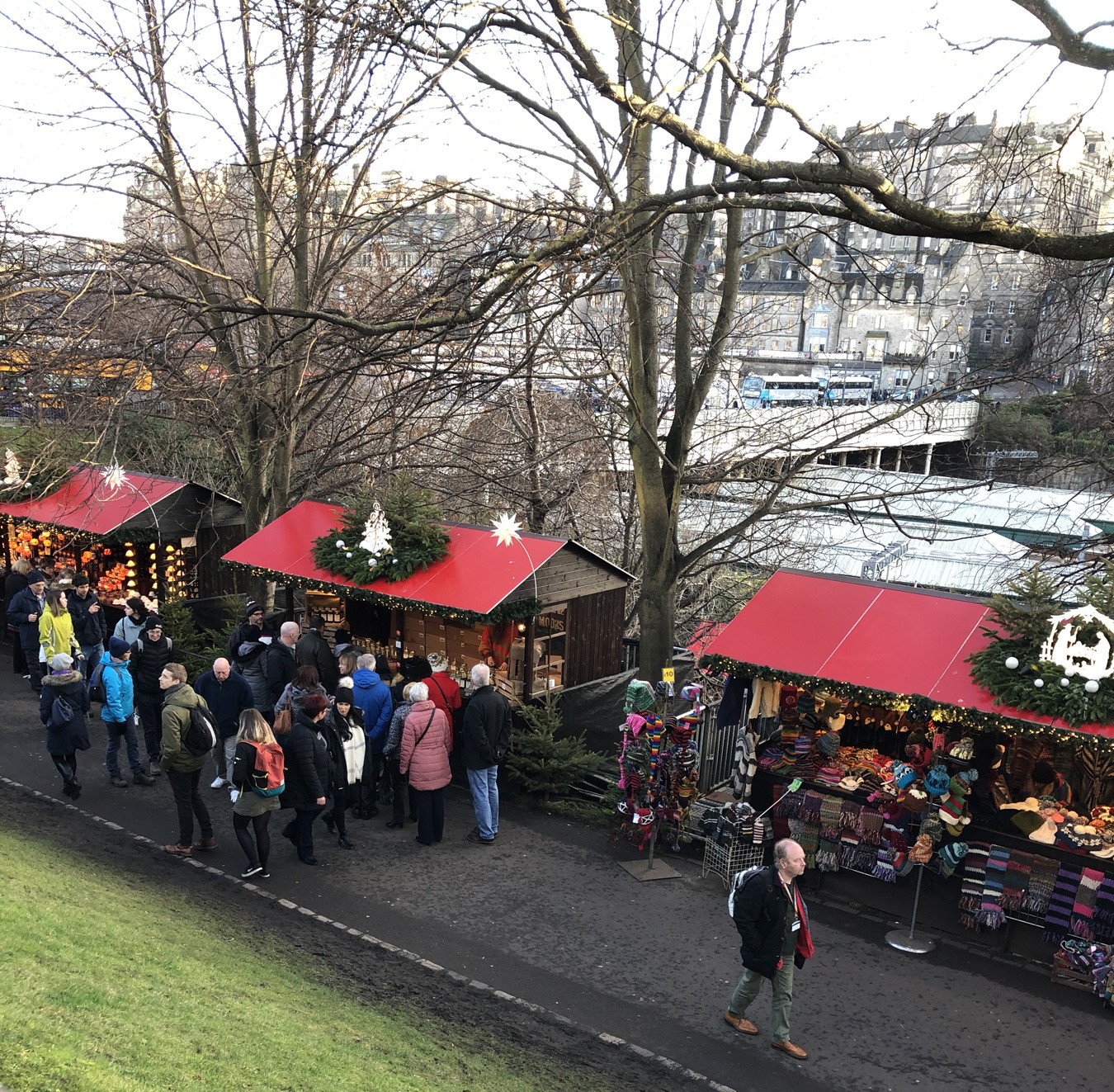 stalls at the Edinburgh Christmas market