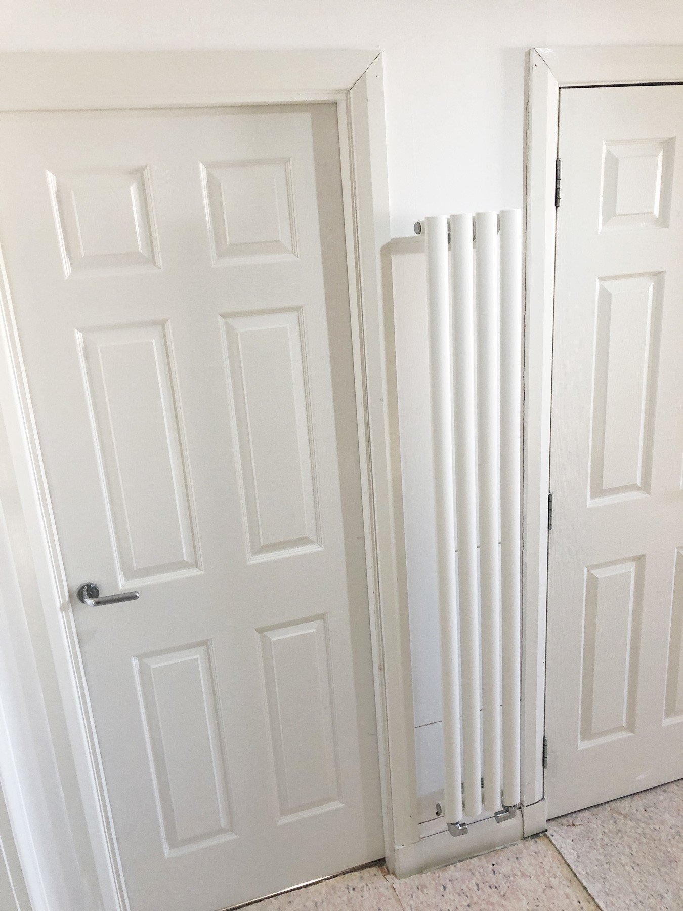 vertical radiator in narrow hall