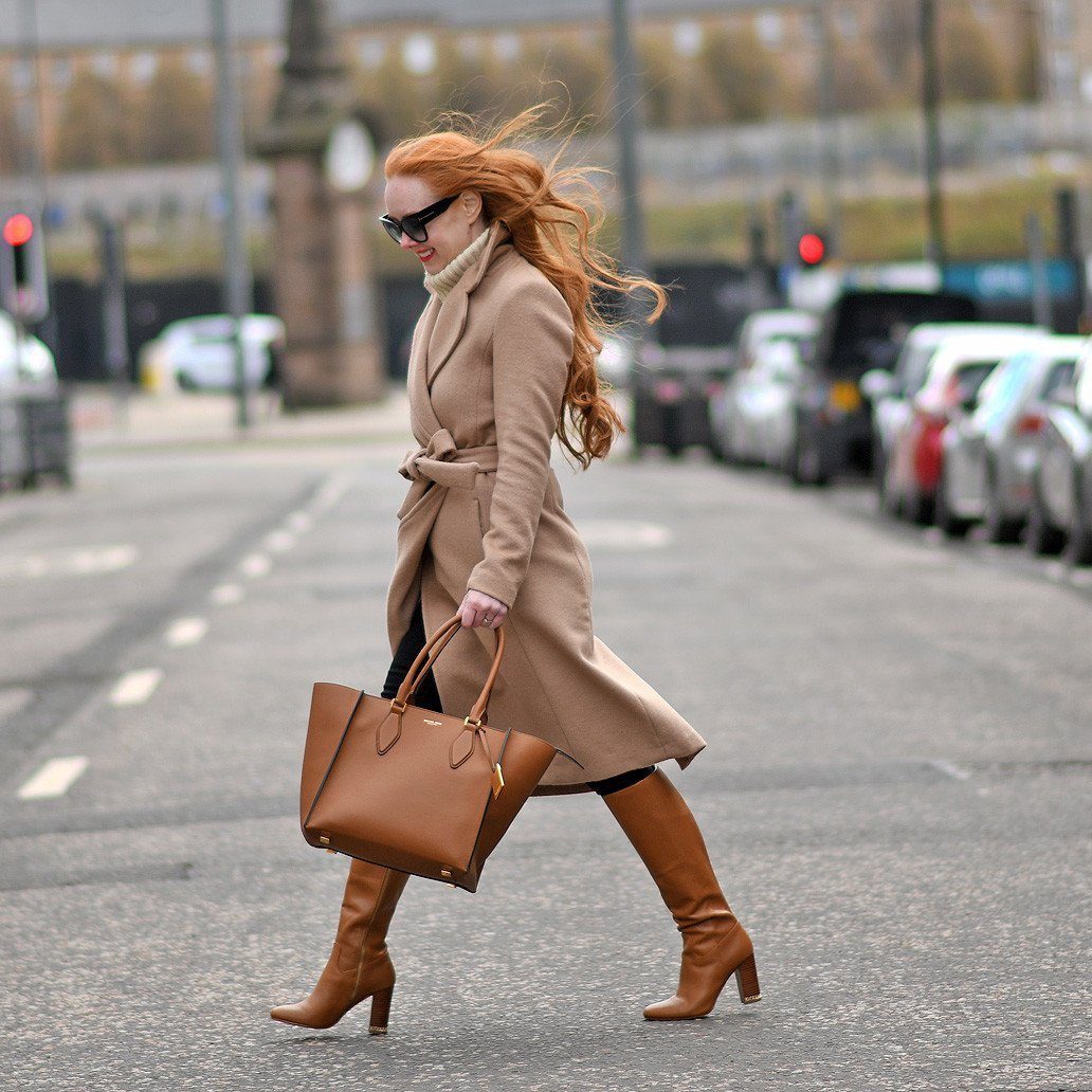 Classic Winter Outfit Camel Coat and Tan Boots