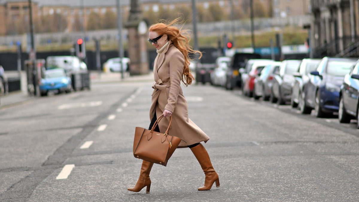 Classic Winter Outfit Camel Coat and Tan Boots