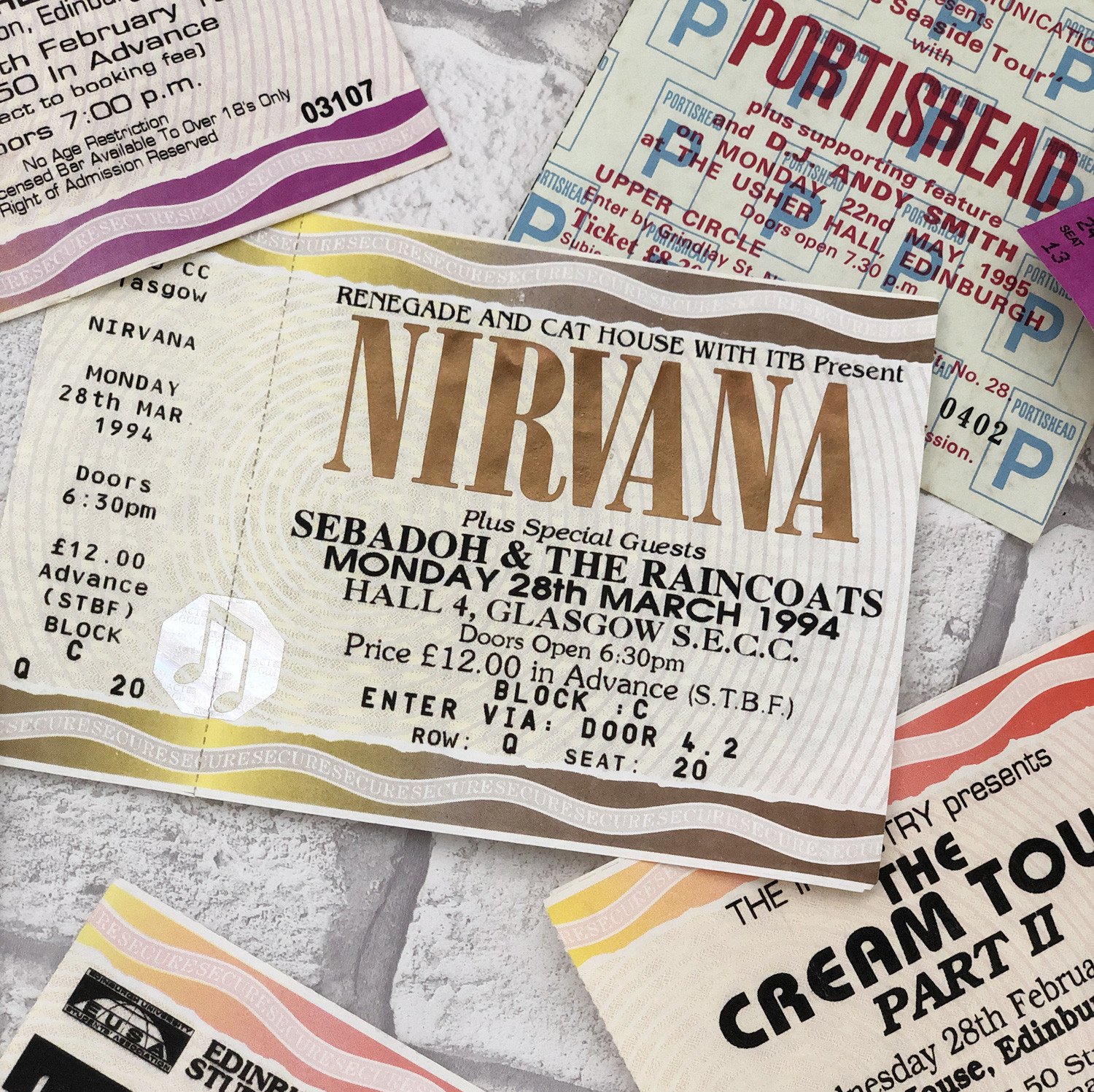 unused ticket for Nirvana's final tour