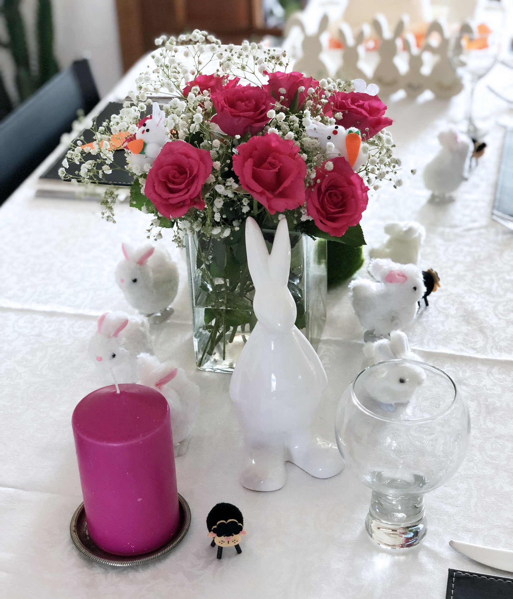 table set for Easter lunch