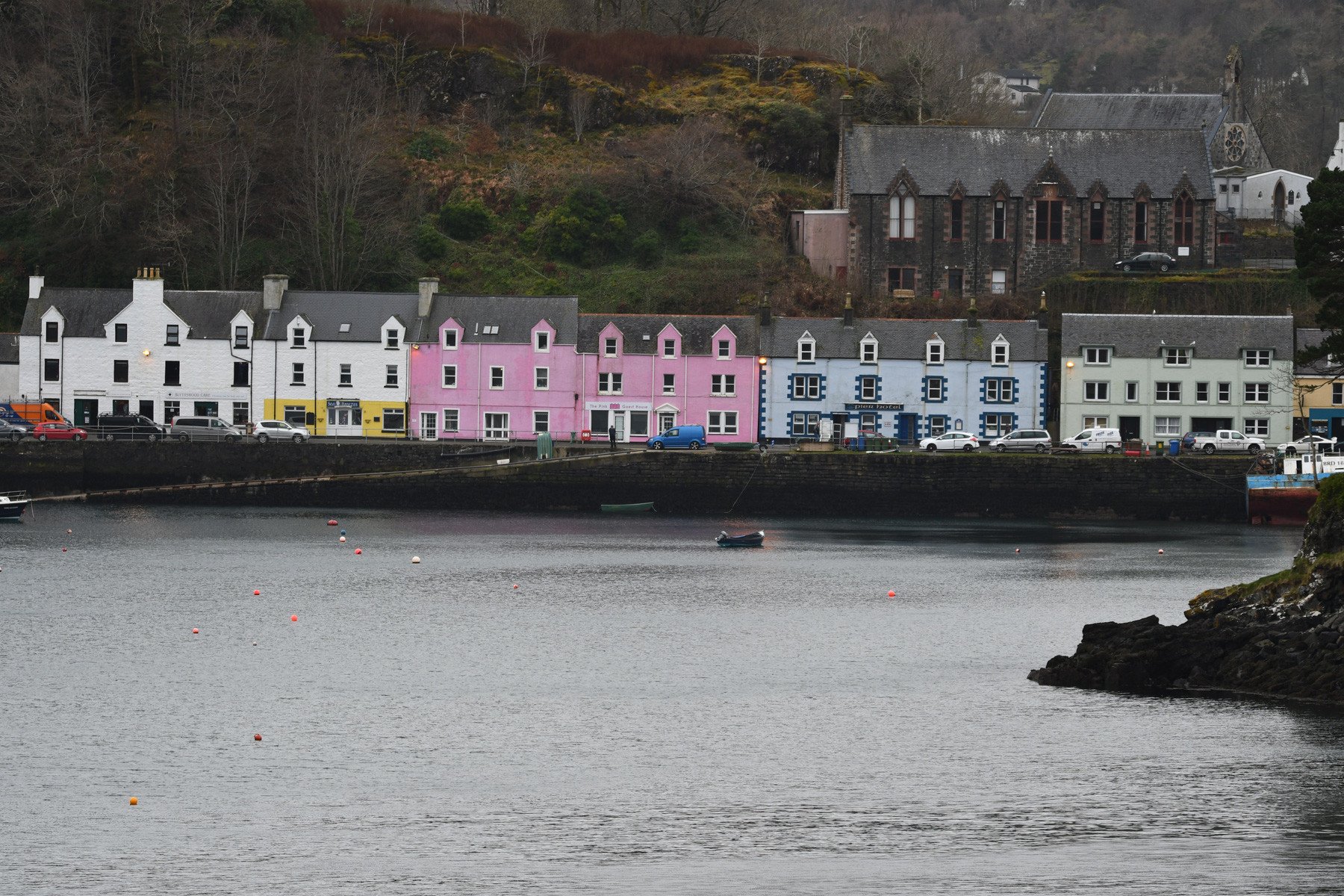 painted houses on Portree, Isle of Skye, Scotland