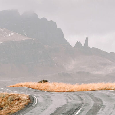 mist covered road on the Isle of Skye, Scotland