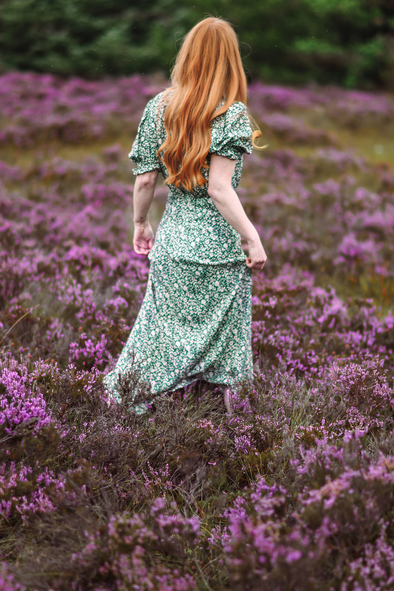 red hair and purple heather