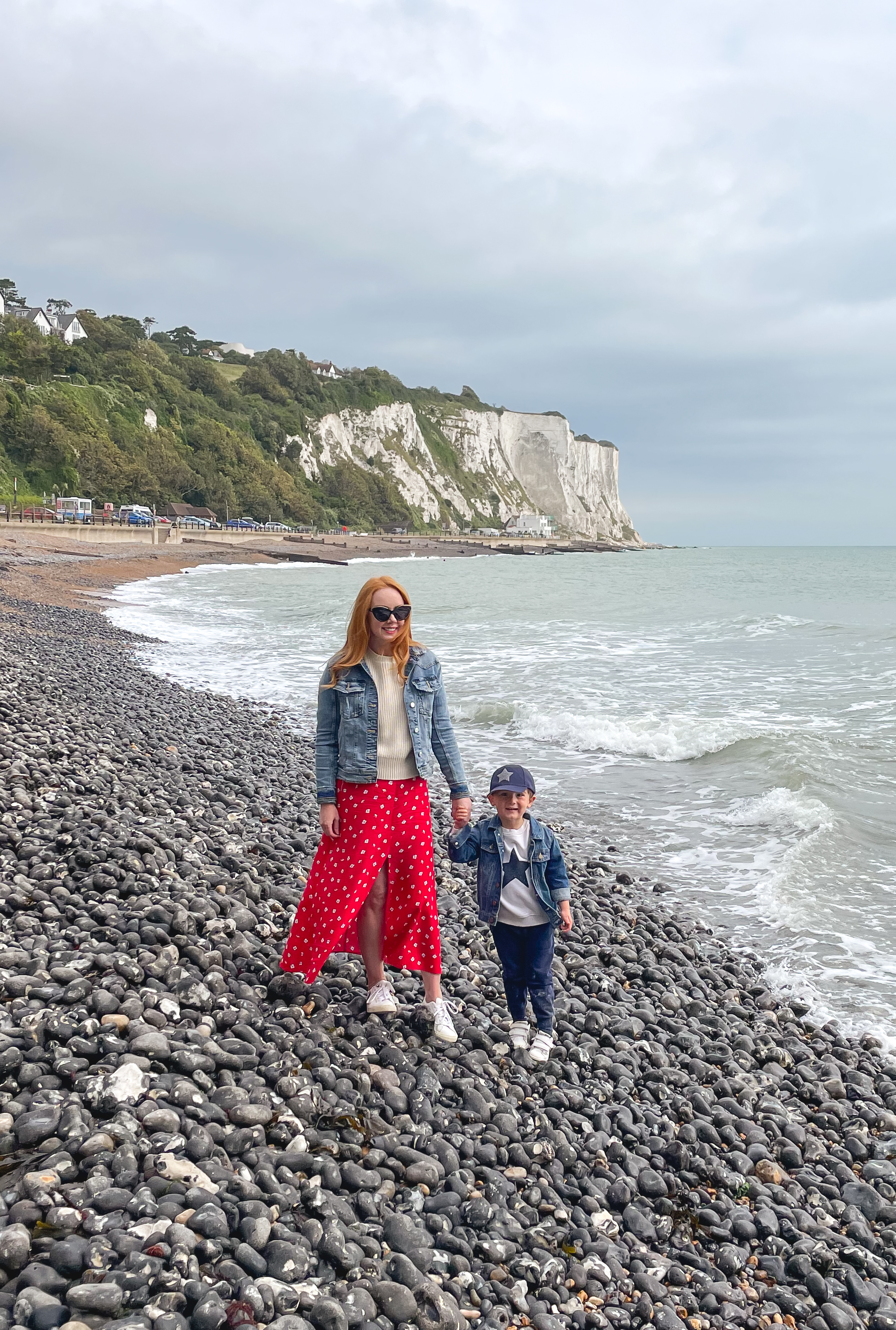 Amber and Max on the beach at St Margaret's bay in Kent