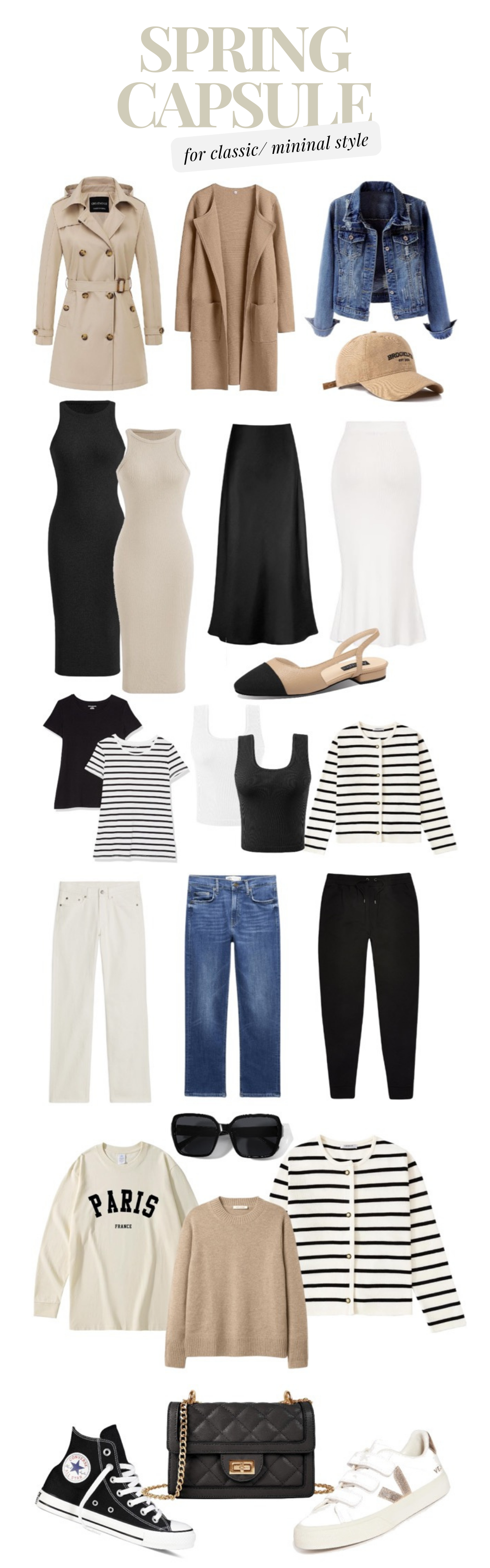 Spring capsule wardrobe for classic / minimal style 