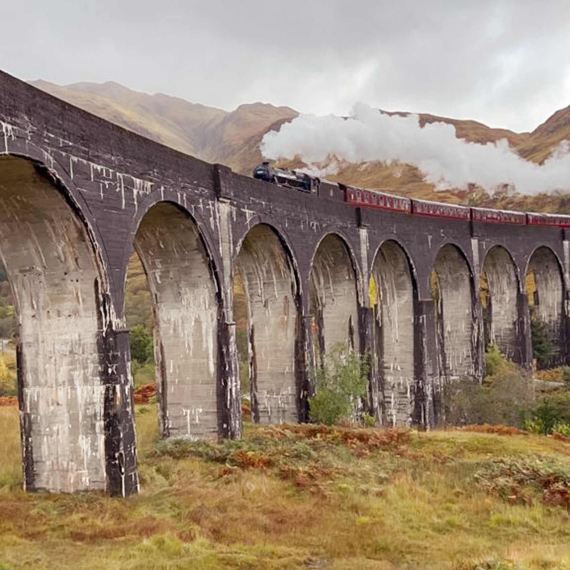 The Harry Potter train crossing Glenfinnan Viaduct