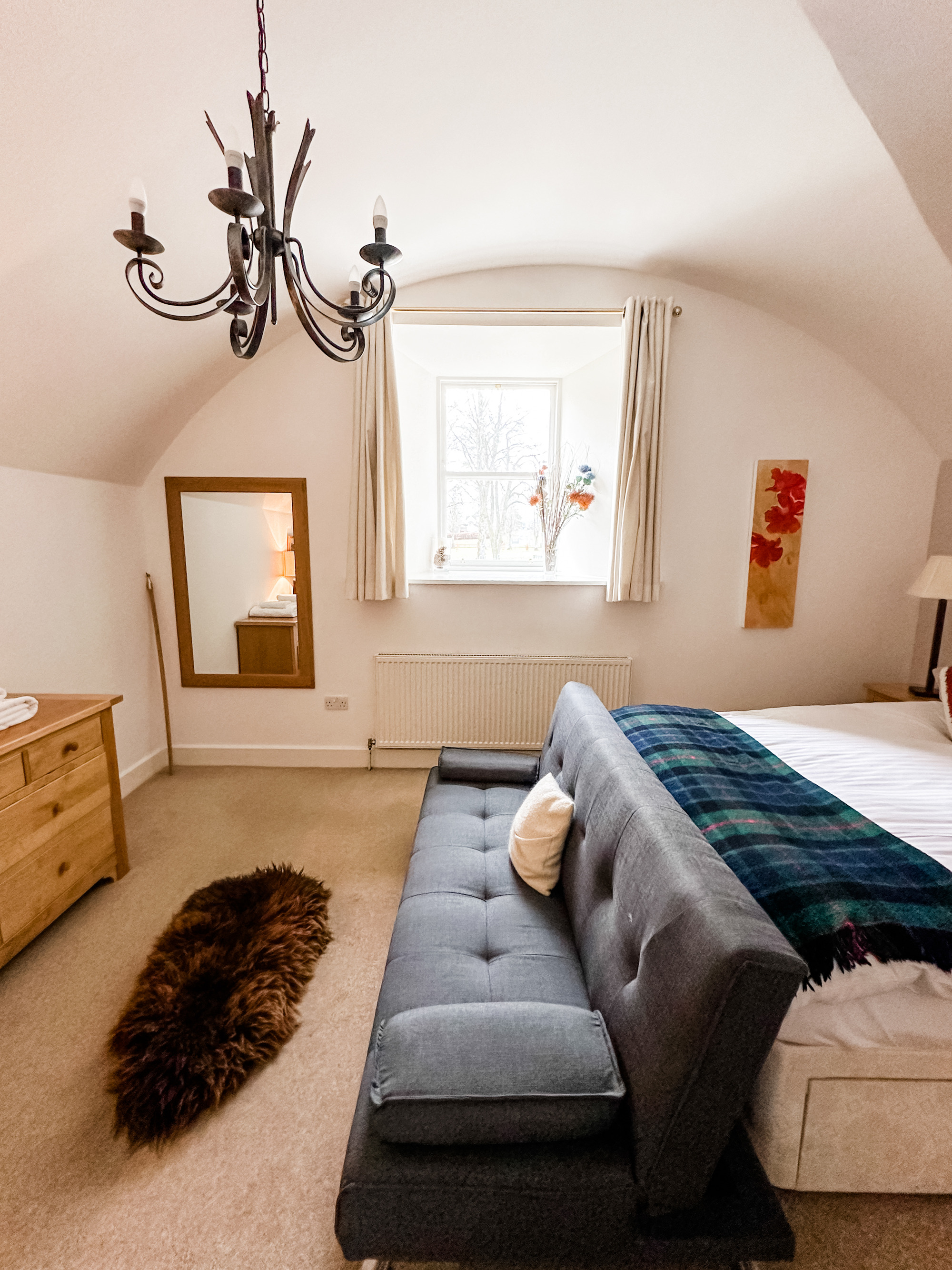 the main bedroom in the Moat House