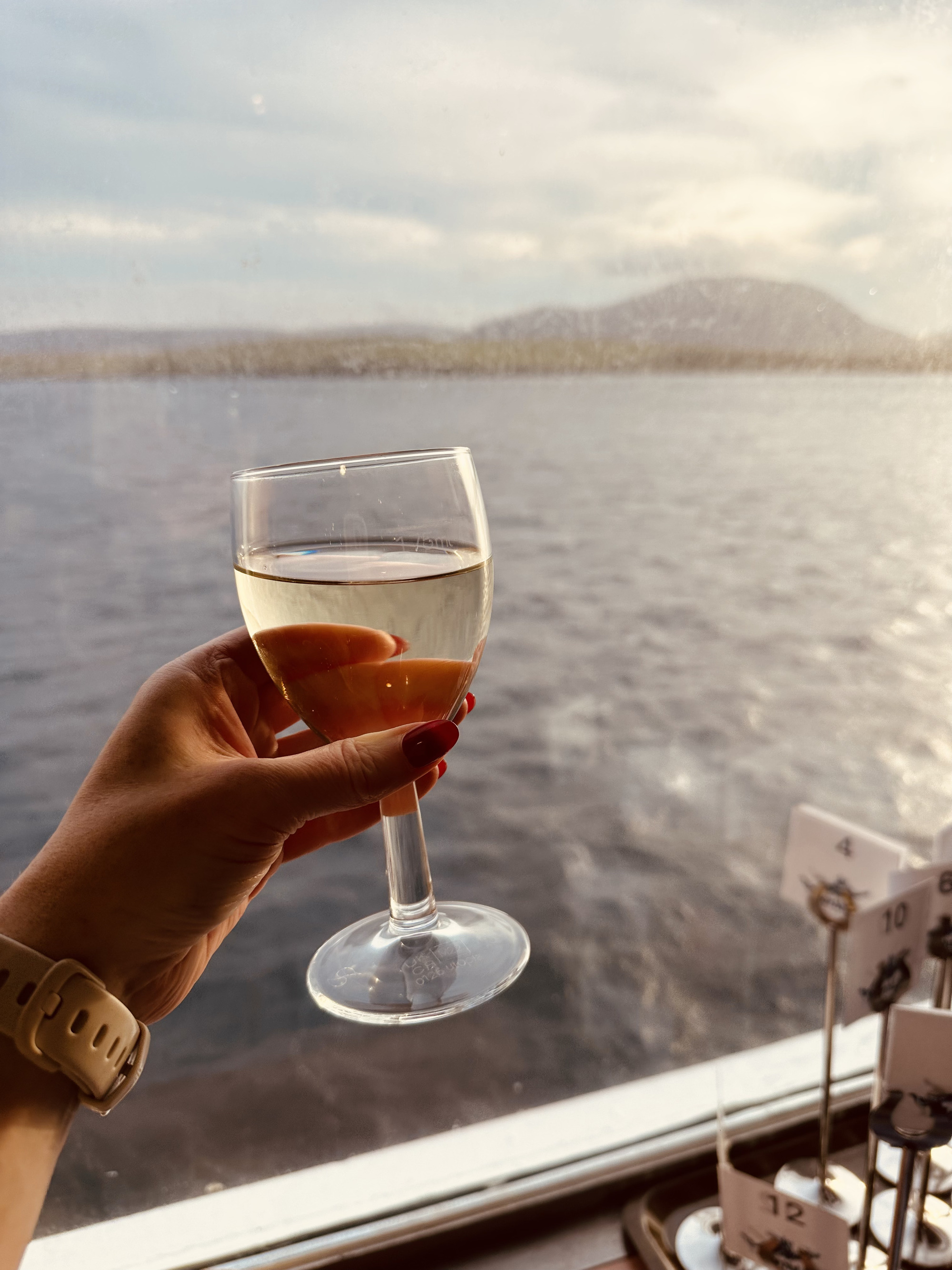 complimentary prosecco on the ferry to Orkney